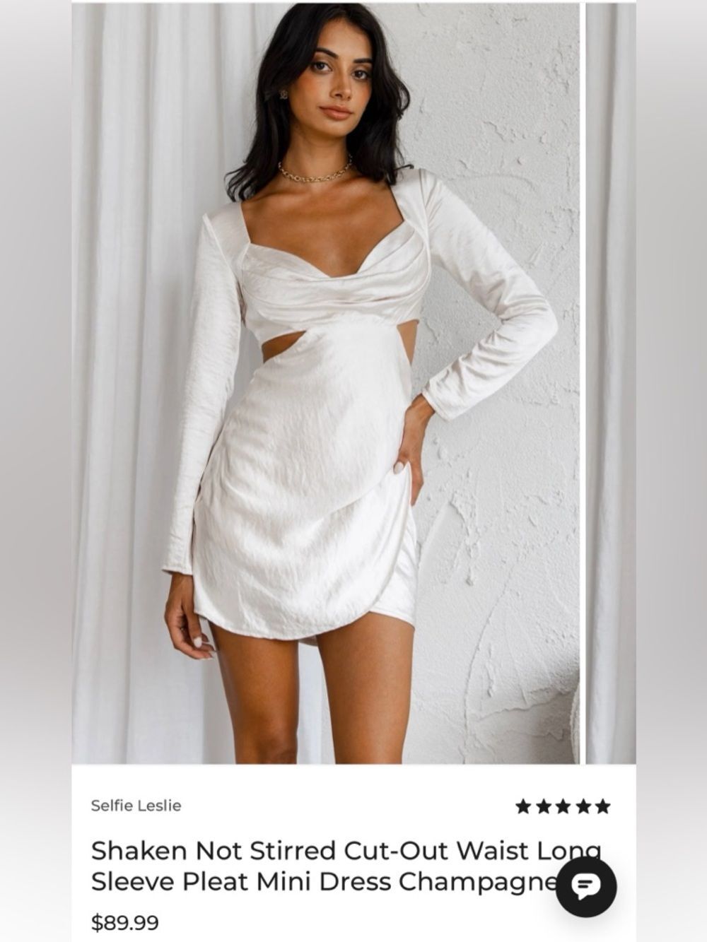 ✨ Selfie Leslie Champagne Satin Cut-Out Mini Dress XS NWOT - Picture 5 of 9